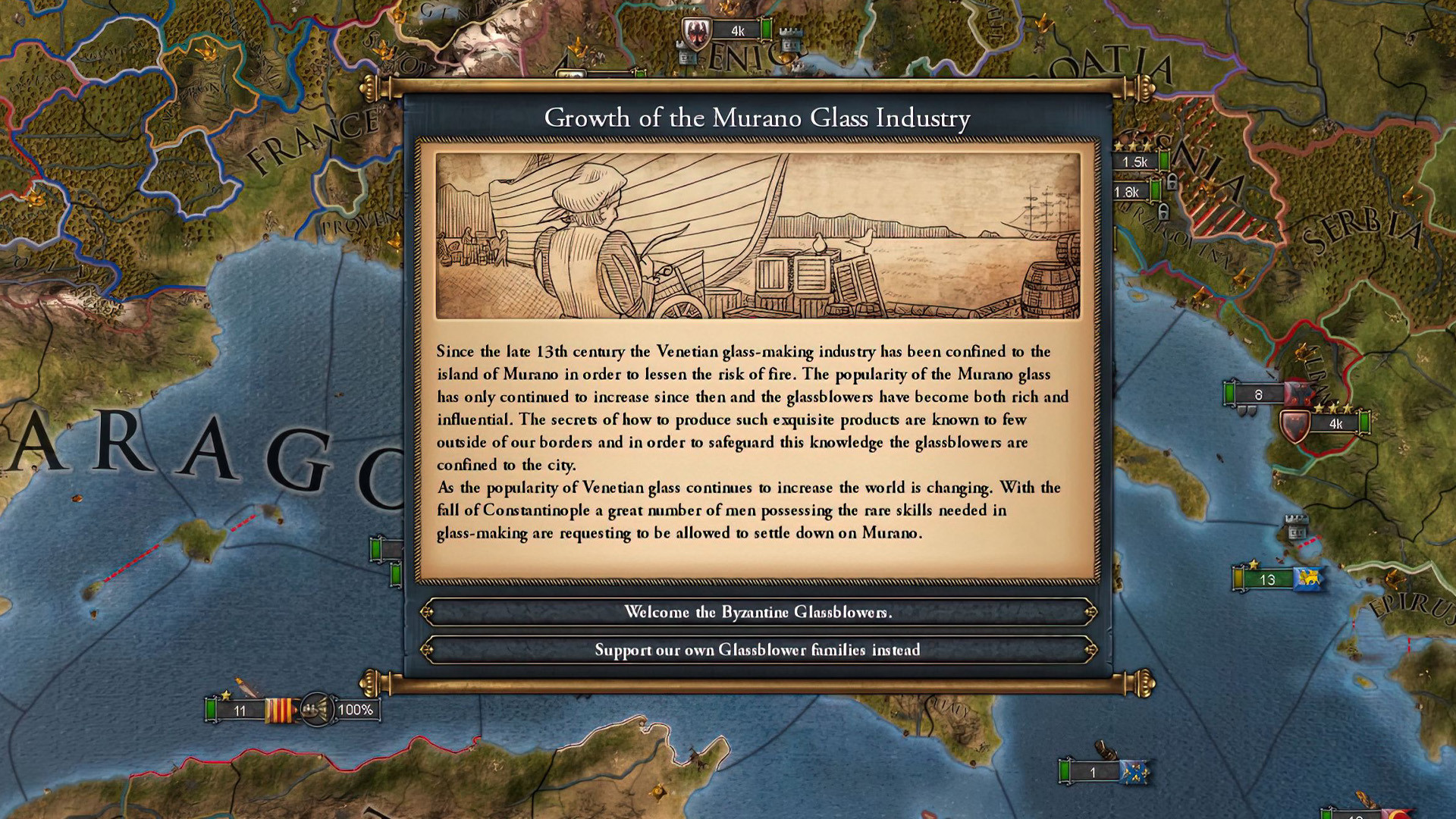 EU4 event popup firing mid-campaign, the kind of moment that decides an achievement run
