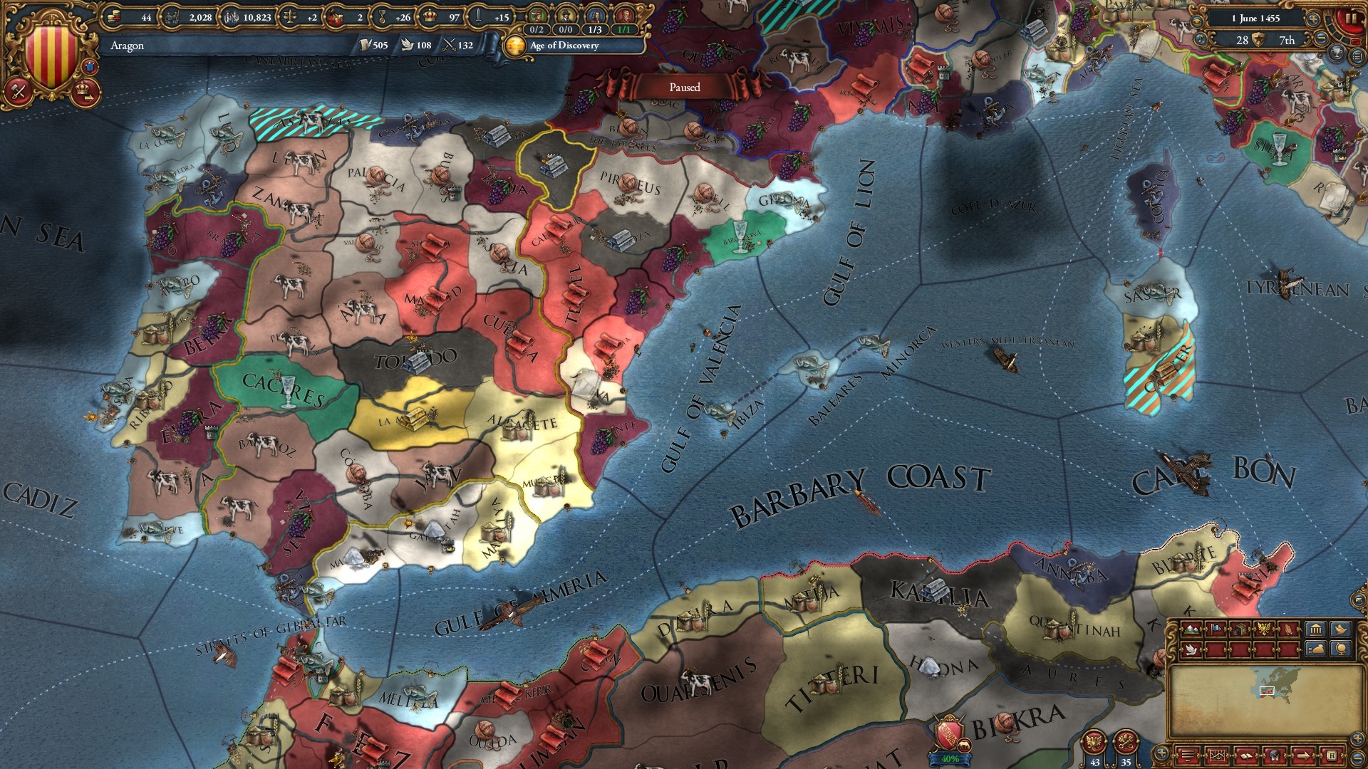 EU4 realm management view, the layer strong DLC enhances