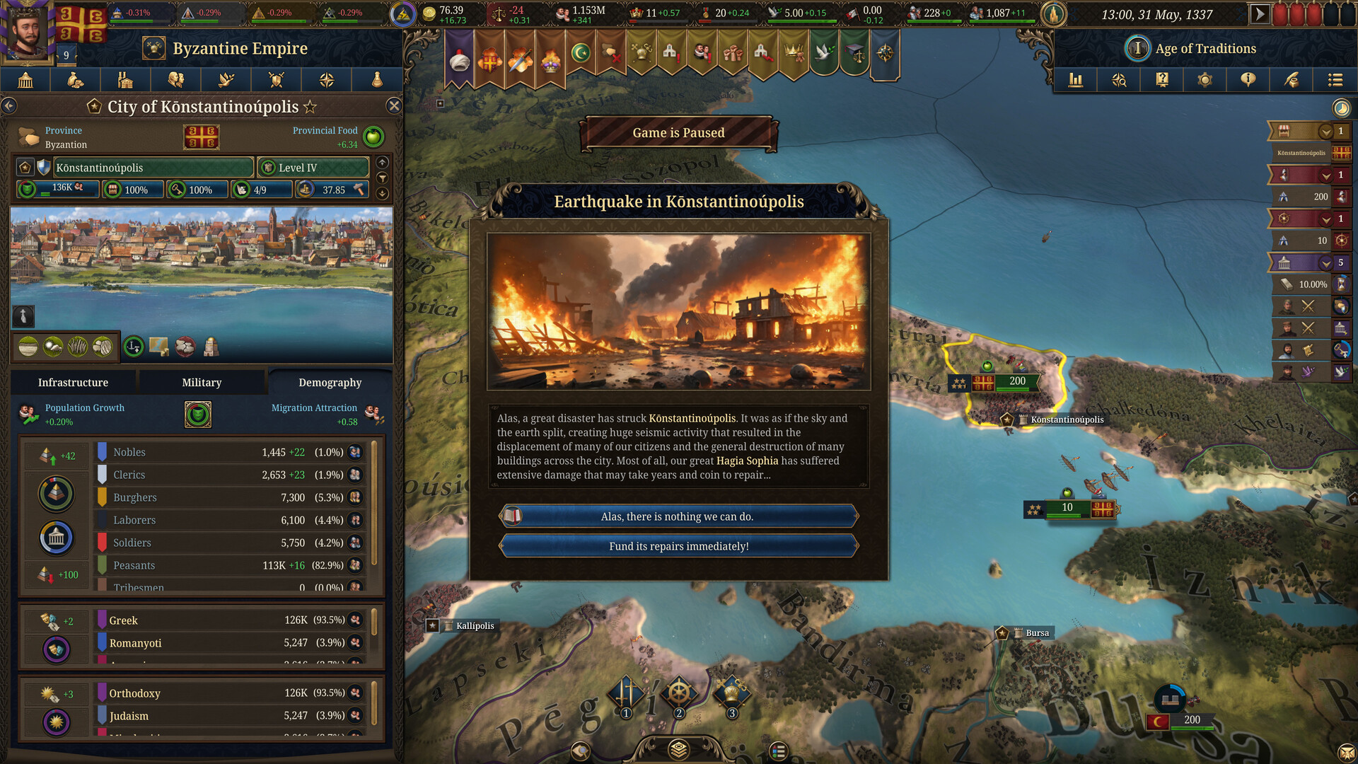 EU5 map of the world at the 1337 start, the game you are about to unpause