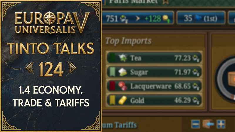 Official key art for Tinto Talks 124, the EU5 developer preview of the 1.4 economy, trade, and tariffs rework